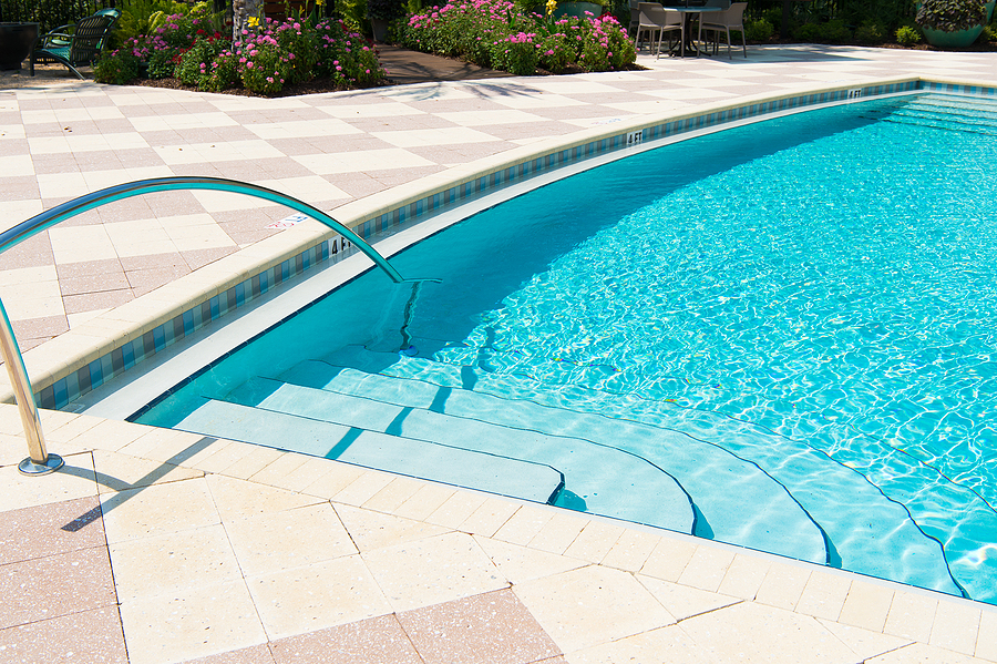 transparent clear water in swimming pool.